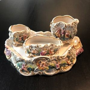 4 piece Capidimonte italy vintage set
